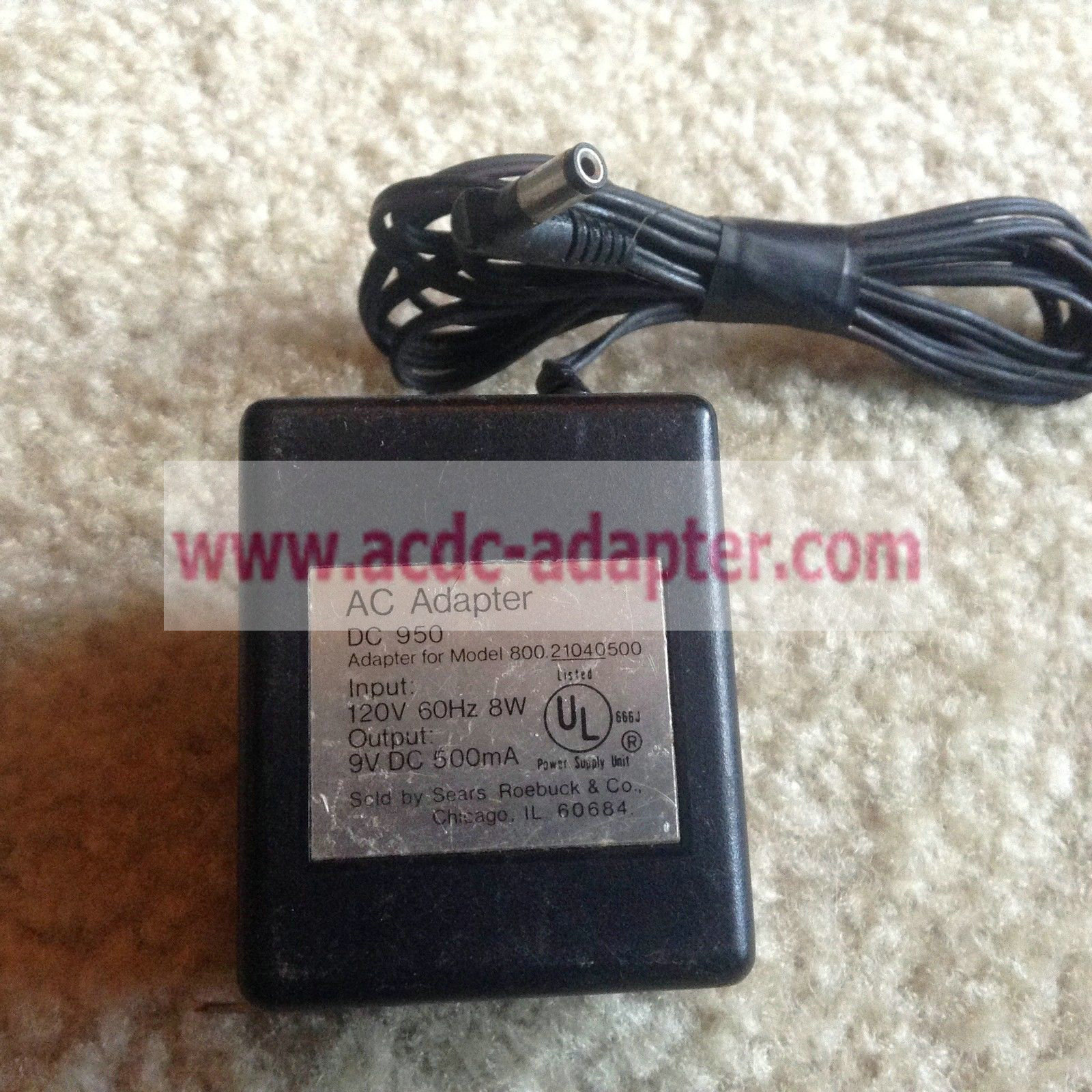 NEW SEARS 9V 500mA DC 950/21040500 AC/DC WALL WART POWER SUPPLY ADAPTER CORD